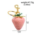 Realistic pink strawberry keychain with gold hardware 5cm height and 47.75g weight - Pink Realistic Strawberry Pendant (k00978-04)