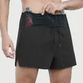 Pantaloncini da corsa neri da uomo con tasche in vita per gel e borraccia morbida. - S / Nero (Con Fodera)