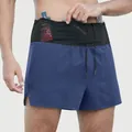 Pantaloncini da corsa da uomo a vita alta con tasche in rete per maratona e fitness - S / Blu Navy (Con Fodera)