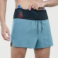 Pantaloncini da corsa celesti a vita alta da uomo con tasca portaoggetti in vita - S / Verde Grigio (Con Fodera)