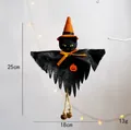 Spooky Halloween black cat witch hanging decoration with pumpkin patch and bells - 22cm / Small Black Cat