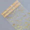 Elegant gold stamped tulle table runner for wedding and home festive party decorations - 28*300cm/40g / Gold with Gold Dust