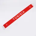 Premium red satin sports fan scarf featuring Tunisia national flag and white bold text - 135cm / Tunisia