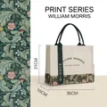William Morris floral canvas tote bag with large capacity and black ribbon strap - Artistic Vintage Style / L