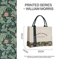 William Morris floral print canvas tote bag with ribbon detail and black handles - Artistic Vintage Style / S