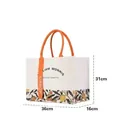 William Morris floral canvas tote bag with orange ribbon handles, lemon tree pattern - Lemon Tree Print / L