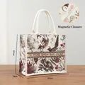 Vintage Morris floral canvas tote bag with magnetic closure and small size dimensions - Cream Natural Print / S