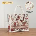 Large Morris floral print canvas tote bag featuring magnetic closure and 36cm width - Summer Birds and Flowers / L