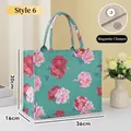 Premium floral print canvas tote bag with magnetic closure and spacious interior - Peony Floral Pattern / L