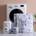 6-piece printed fine mesh laundry bag set with blue leaf pattern for delicate care - Printed Blue Leaves / Extra Large (60*60cm)