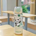 580ml cute cartoon panda student straw water bottle in cream and mint green variant - 600ml / LF-2042 White (Panda)