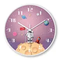 Creative astronaut and space themed silent wall clock for modern children's room decor - Star Dream Sailing / S