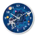 Kreative moderne Wanduhr mit Astronauten-Weltraum-Thema für das Kinderzimmer-Dekor - Weltraumforschung / S