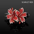 Eleganter Haarclip mit roten Strassblumen, glänzenden Kristallen und schwarzem Metall - Rot
