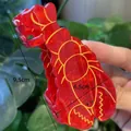Vibrant red lobster shaped hair claw clip with yellow line details, 9.5cm length size - Red Lobster Shape / 9.5x4.5cm / Lobster