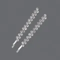 Pair of elegant silver-toned sparkling rhinestone zigzag barrette hair clips for women - Zigzag Wave Style (HS-J5922S) / Silver