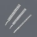 Silver rhinestone hair clips set with sparkling crystals on a gray background - Multi-Row Pavé Rhinestone Style (HS-J6553S) / Silver