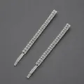 Elegant silver-tone bobby pins adorned with three rows of sparkling clear crystals. - Minimalist Triple Row Rhinestone Style (HS-J7486S) / Silver