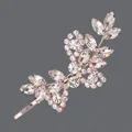 Elegant rose gold floral hair clip with sparkling crystals for daily women's wear - Asymmetric Leaf and Flower Style (HS-J3517RG) / Rose Gold