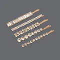 Set of elegant gold-tone bobby pins featuring clear rhinestones in five unique styles - Rhinestone Set Hair Pin (HS-J6375G) / Gold