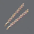 Elegant gold-tone bobby pins featuring iridescent zigzag rhinestones for women's hair - AB Color Wave Rhinestone Style (HS-J5922AB) / Gold