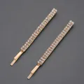 Elegant gold rhinestone bobby pins hair clips with three rows of sparkling crystals - Gold Triple Row Round Stone Style (HS-J7486G) / Gold