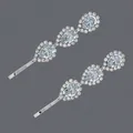 Elegant light blue pear-shaped rhinestone hair clips set in a polished silver-tone finish - Waterdrop Blue Crystal Hair Pin (HS-J6718S) / Silver/Blue Zirconia