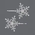 Two-piece set of silver snowflake hair clips with sparkling rhinestones for women - 2-Piece Snowflake Style (HS-J4494) / Silver