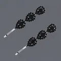 Elegant bobby pins with black pear-shaped gemstones and rhinestones on grey background. - 2-Piece Pear-Shaped Black Stone Style (HS-J6718BLK) / Black