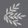 Elegant leaf-shaped silver hair clip with clear marquise rhinestones and crystals. - Marquise Rhinestone Leaf Style (HS-J7508S) / Silver
