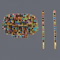 Luxury colorful rhinestone hair clips and barrettes set for women with shimmering crystals - Multi-color Row Rhinestone Hair Pin (HS-J6891CAI) / Gold Multicolor