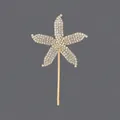 Sparkling rhinestone star hair clip with gold finish for daily wear hair accessory - Starburst Radiating Style (HS-J4000) / Gold