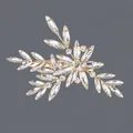 Luxury gold hair clip with sparkling marquise rhinestones in a floral leaf design - Elegant Branch Style (HS-J6766G) / Gold