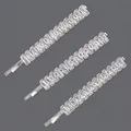 Elegant silver bobby pin set with sparkling baguette rhinestones for daily hair styling - 3-Piece Row Style (HS-J7504S) / Silver