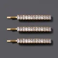 Set of three luxury gold-toned bobby pins featuring emerald-cut clear rhinestones. - 3-Piece Step Row Style (HS-J7506G) / Gold