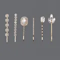 Set of 6 elegant gold-toned rhinestone hairpins in various fashionable designs - 6-Piece Princess Rhinestone Set (HS-J6776) / Gold