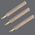 Luxury gold-tone bobby pins decorated with elegant rectangular clear crystal rhinestones - 3-Piece Gold Row Style (HS-J7504G) / Gold