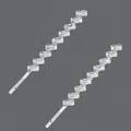 Elegant silver bobby pins featuring rectangular clear rhinestones for women's daily use - 2-Piece Step Row Style (HS-J6755S) / Silver