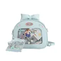 Cute light blue ita bag with transparent window, bow decor and star embroidery - Without Pendant / Blue
