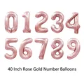 Set of 40-inch rose gold metallic foil number balloons from 0 to 9 for party decor - 40 Inch / Rose Gold