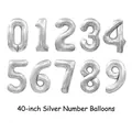 Set of 40-inch silver number balloons 0-9 with metallic foil texture for parties - 40-inch Silver 0-9 (please Contact Us To Order)