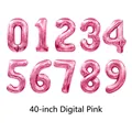 Collection of 40 inch pink foil number balloons zero to nine on white background - 40-inch Pink 0-9 (please Contact Us To Order)