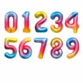 Collection of 40-inch gradient rainbow foil number balloons from 0 to 9 for parties - 40 Inch / Gradient