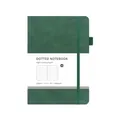 Donkergroen A5-notitieboek van kunstleer met elastische band en 100 gsm gestippeld papier - Groen / Gestippeld
