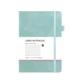 Light blue A5 textured notebook with elastic band and pen loop for daily planning - Blue / Lined