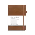 Brown A5 faux leather lined notebook with elastic strap and 100gsm paper - Brown / Lined
