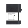 A5 minimalist black matte notebook with elastic band and 100gsm 160 pages - Black / Blank