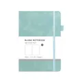 Mint green A5 hardcover notebook with 100gsm paper, elastic band and pen loop - Blue / Blank