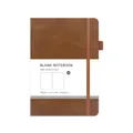 A5 brown leather texture blank notebook with 100gsm paper, elastic band and pen loop - Brown / Blank