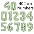 40 inch sage green number balloon made of matte foil for birthday party decor - 40 Inch / Olive Green